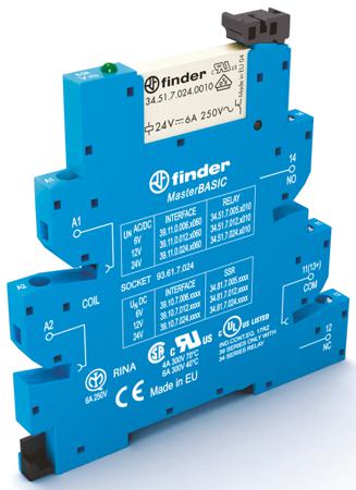 39.11.0.125.0060 Finder 39 Series Interface Relay Module, DIN Rail Mount, 110V ac/dc Coil, SPDT, 1-Pole, 6/10A Load