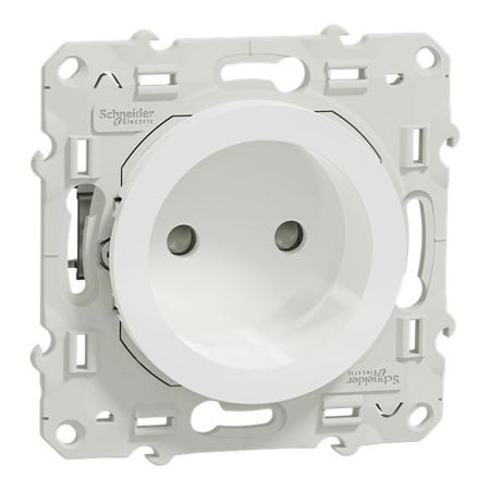 S525033 Schneider Electric Odace 2011 White Plug Socket, 2 Poles, 16A