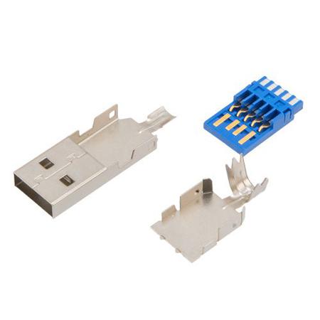 USBCN3-A L-Com Vertical, Cable Mount, Plug- Single Port Type A 3 USB Connector