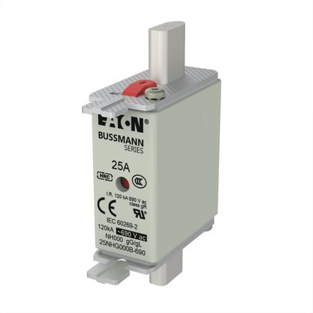 25NHG000B-690-NH-FUSE-25A-690V-SIZE-000-GG-MGL Eaton 25A Tag Fuse, 21 x 79mm, 690V