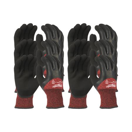 4932471611 Milwaukee Winter Cut Black/Red Glass Fibre, HPPE Cut Resistant Work Gloves, Size 9, L, Latex Coating