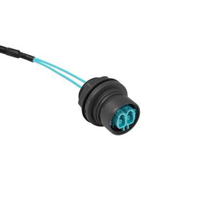 PXF6052AAA Bulgin LC to LC Duplex Multi Mode OM3 Fibre Optic Cable, 50/125μm, Aqua, 1m