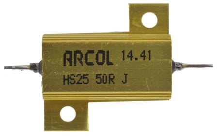 HS25-50R-J Arcol HS25 Series Aluminium Housed Axial Wire Wound Panel Mount Resistor, 50Ω ±5% 25W