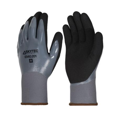 EMG00201FB Skytec EMG201 Black, Grey Polyester Wet Environment Work Gloves, Size Extra Small, Nitrile Coating