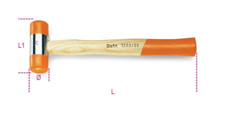 1390 35 BETA Plastic Soft Face Hammer with Wood Handle, 365g