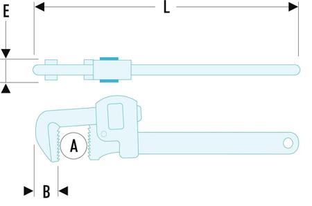 131A-8 Facom Pipe Wrench, 200 mm Overall Length, 27mm Max Jaw Capacity