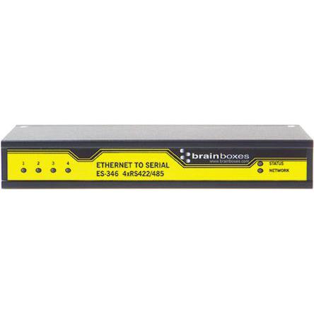 ES-346 Brainboxes Serial Device Server, 1 Ethernet Port, 4 Serial Port, RS422, RS485 Interface, 1Mbit/s Baud Rate