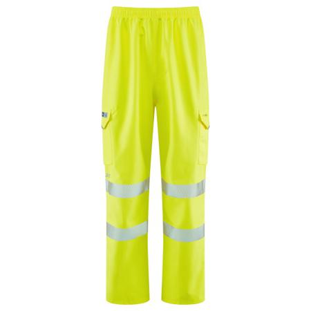 L02-Y-LEO-M Leo Workwear INSTOW Yellow Breathable, Waterproof, Windproof Hi Vis Trousers