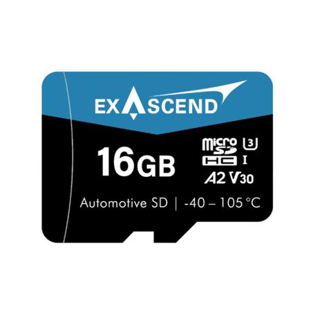 EX16GUSDV30-PTDE Exascend 16 GB Industrial MicroSDHC Micro SD Card, A2, Class 10, UHS-1 (U3), V30
