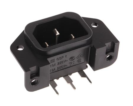 GSP1.3101.1 Schurter C14, C18 Panel Mount IEC Connector Male, 10A, 250 V
