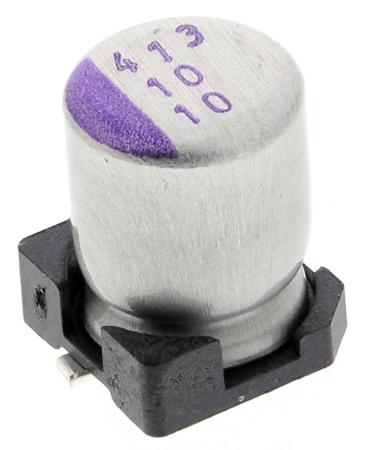 10SVP10M Panasonic 10μF Surface Mount Polymer Capacitor, 10V dc