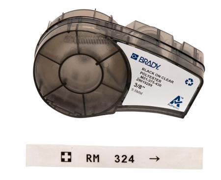 M21-375-430 Brady B-430 Black on Black on Transparent Label Printer Tape, 6.4 m Length, 9.53 mm Width