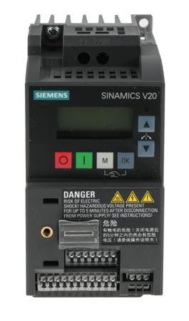 6SL3210-5BB17-5UV1 Siemens SINAMICS V20 Inverter Drive 0.75 kW, 1-Phase In, 230 V, 4.2 A, 0 → 550Hz Out, USS/Modbus RTU, IP20