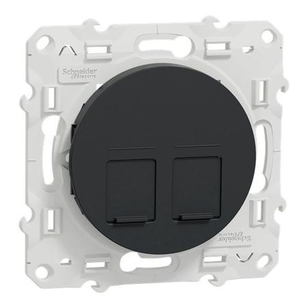 S540410 Schneider Electric Odace Series Socket RJ45 Connector, Flush Mount Straight 2 Port