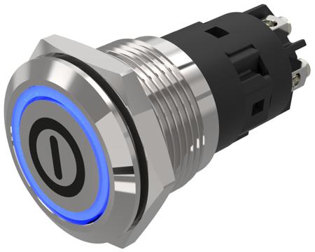 82-5152.1123.B001 EAO 82 Series Illuminated Illuminated Push Button Switch, Momentary, Panel Mount, 19mm Cutout, SPDT, Blue LED, 240V,