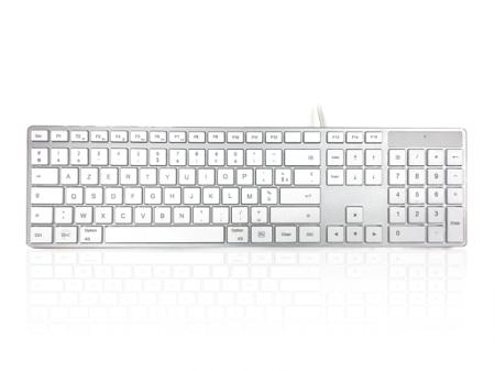 KYBAC301-UCMACFR Ceratech  Wired USB Multimedia Keyboard, QWERTY (French), Silver, White