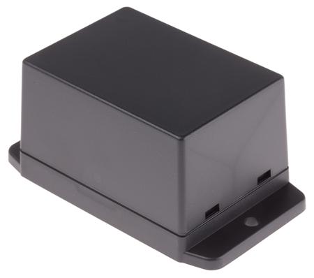 919-0339 RS PRO Black ABS Enclosure, Flanged, Black Lid, 70 x 50 x 42mm