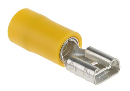 534-531 RS PRO Yellow Insulated Female Spade Connector, Receptacle, 6.3 x 0.8mm Tab Size, 2.5mm² to 6mm²