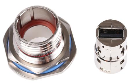 USBFTV71N Amphenol Socapex Straight, Jam Nut, Socket- Single Port Type A 2.0 IP68 USB Connector