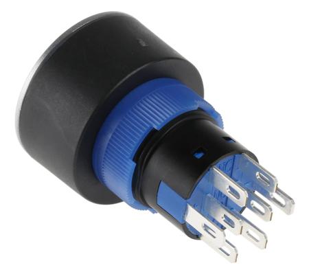 175-8319 2NO/2NC Lock Push Button Switch, IP65, 22.2 Dia.mm, Panel Mount White LED, 250V ac