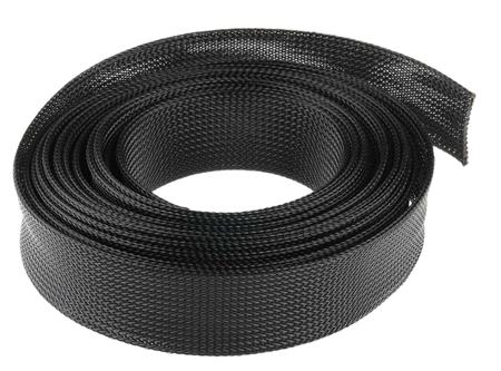 170-13000-HEGP30-PET-BK HellermannTyton Expandable Braided PET Black Cable Sleeve, 30mm Diameter, 5m Length