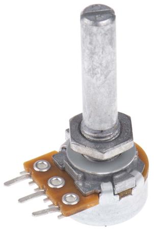 RK1631110TV8 Alps Rotary Carbon Film Potentiometer with a 6 mm Dia. Shaft, 50kΩ, ±20%, 0.05W, Logarithmic