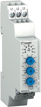 84873222 Crouzet Voltage Monitoring Relay, 3 Phase, SPDT, 183 → 528V ac, DIN Rail