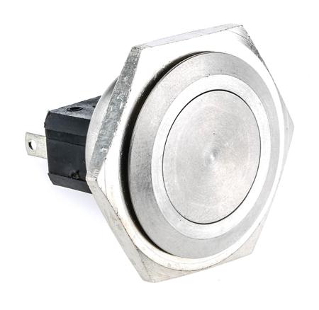 MP0027 Bulgin Push Button Switch, Momentary, Panel Mount, 25.8mm Cutout, SPST, 250V ac, IP66