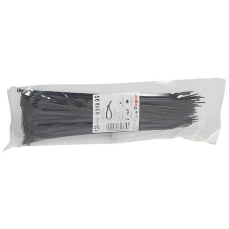 031805 Legrand Cable Tie, Cable Ties, 280mm x 3.5 mm, Black Plastic, Pk-100units
