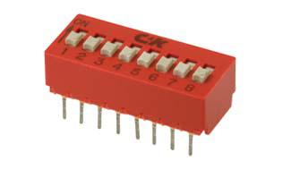BD04 C & K 4 Way Through Hole DIP Switch SPST, Raised, Slide Actuator