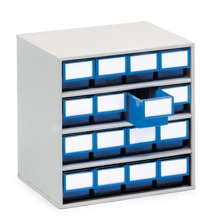 1630-6 Treston 16 Drawer Storage Unit, Plastic, 395mm x 400mm x 300mm, Blue