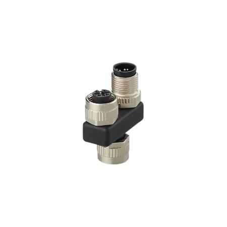 E12481 ifm electronic Side Entry, Top Entry 1 Pole M12 Plug to 2 Pole M12 Socket Adapter
