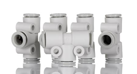 KQ2T08-00A SMC KQ2 Series Tee Tube-to-Tube Adaptor Push In 8 mm, Push In 8 mm to Push In 8 mm, Tube-to-Tube Connection Style