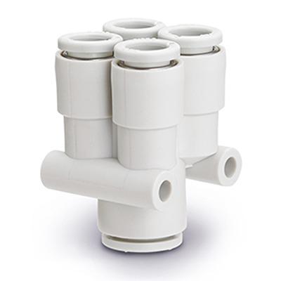 KQ2UD06-08A Pneumatic Double Y Tube-to-Tube Adapter, Connection A 6mm, B 6mm, C 6mm, D 6mm 8mm