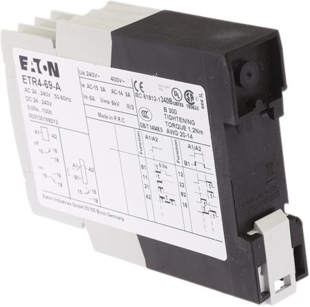 031891-ETR4-69-A Eaton SPDT Multi Function Timer Relay, Flash, Fleeting, OFF Delay, ON Delay, Pulse Former, Pulse Generator, 24 →