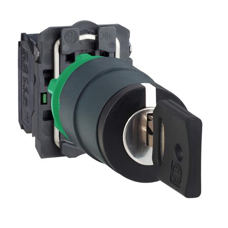 XB5AG33 Schneider Electric Harmony XB5 3 positions Screw Selector Switch 2NO, 550 mA @ 125 V dc, 6 A @ 120 V ac 22.5mm