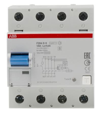 F204BS-125/0.5 ABB F200 RCCB, 125A, 4 Pole, 500mA, 400V ac