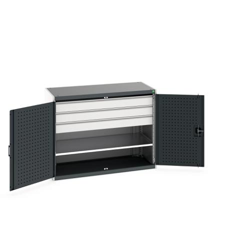 40022085-19V Bott 2 Door, 3 Drawer Sheet Steel Floor Standing Cupboard, 1300 X 650 X 1000mm