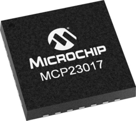 MCP23017T-E-ML Microchip MCP23017T-E/ML, 16-Channel I/O Expander 10MHz, I2C, 28-Pin QFN