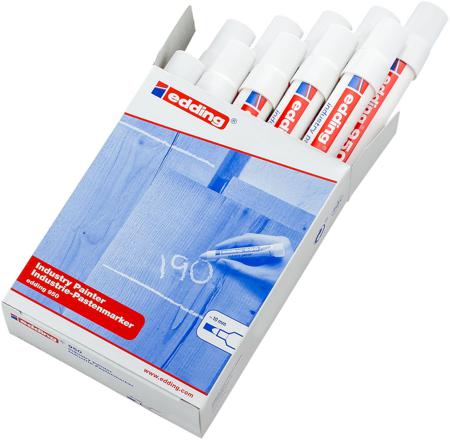 RS-4-950049 Edding White 10mm Broad Tip Paint Marker Pen for use with Glass, Metal, Plastic, Wood