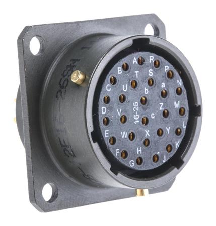 62GB-12E16-26SN Amphenol Limited, 62GB 26 Way Box Mount MIL Spec Circular Connector ReceptacleOlive, Socket Contacts,Shell Size 16,