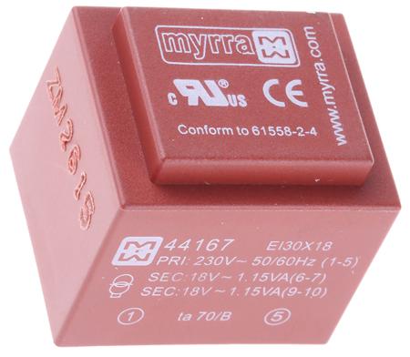 44167 18V ac 2 Output Through Hole PCB Transformer, 2.5VA