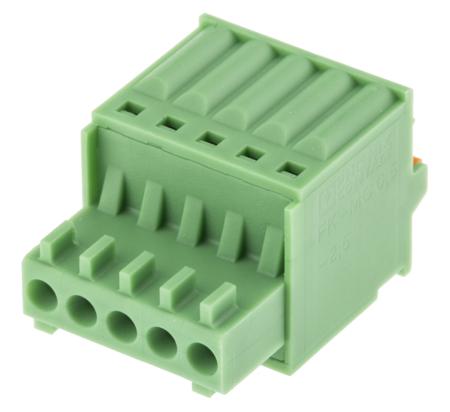 1881354 Phoenix Contact, 2.5mm Pitch, FK-MC 0.5/ 5-ST-2.5, 5 Way, , Pluggable Terminal Block, Plug, Cable Mount, Spring Cage