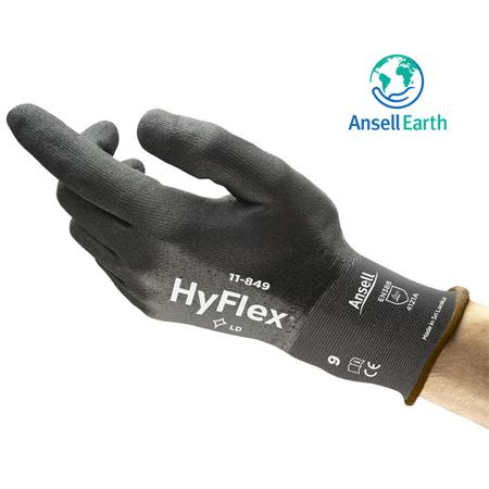 11849PRO080 Ansell HyFlex 11-849 Black Nylon, Spandex Abrasion Resistant Gloves, Size 8, Foam Nitrile Coating