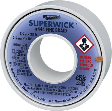 444 Super Wick SUPERWICK  7.5m Desoldering Braid, Width 2.5mm