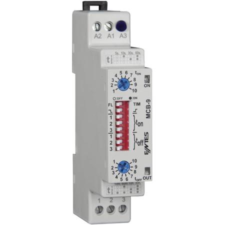 MCB-9 ENTES MCB Series DIN Rail Mount Timer Relay, 12 → 240V ac, 1-Contact, 0.5 sec → 30 hrs, SPDT