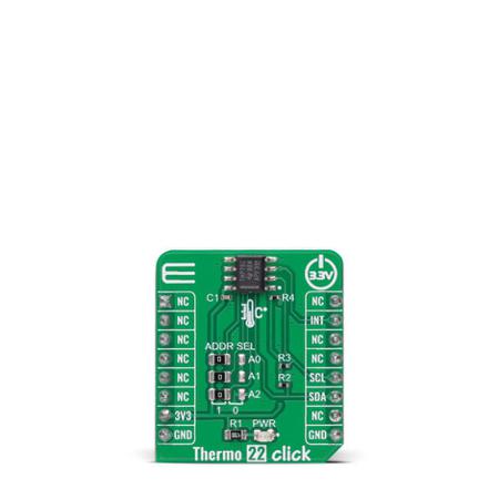 MIKROE-5068 MikroElektronika Thermo 22 Click Temperature Sensor Add On Board for TMP75C mikroBUS Socket