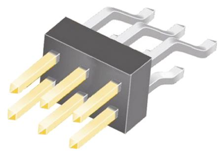 TSM-103-01-L-DH Samtec TSM Series Right Angle Surface Pin Header, 6 Contact(s), 2.54 mm Pitch, 2 Row, Unshrouded