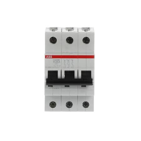 2CDS273001R0517 ABB System Pro M Compact S200M MCB, 3P, 25A Curve K, 400V AC, 125V DC, 15 kA Breaking Capacity