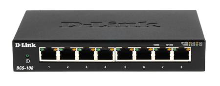 DGS-108/B D-Link 8-Port Gigabit Unmanaged Desktop Switch DGS-105, Unmanaged 8 Port Network Switch, UK